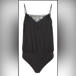 Express Black Ruched Lace Camisole